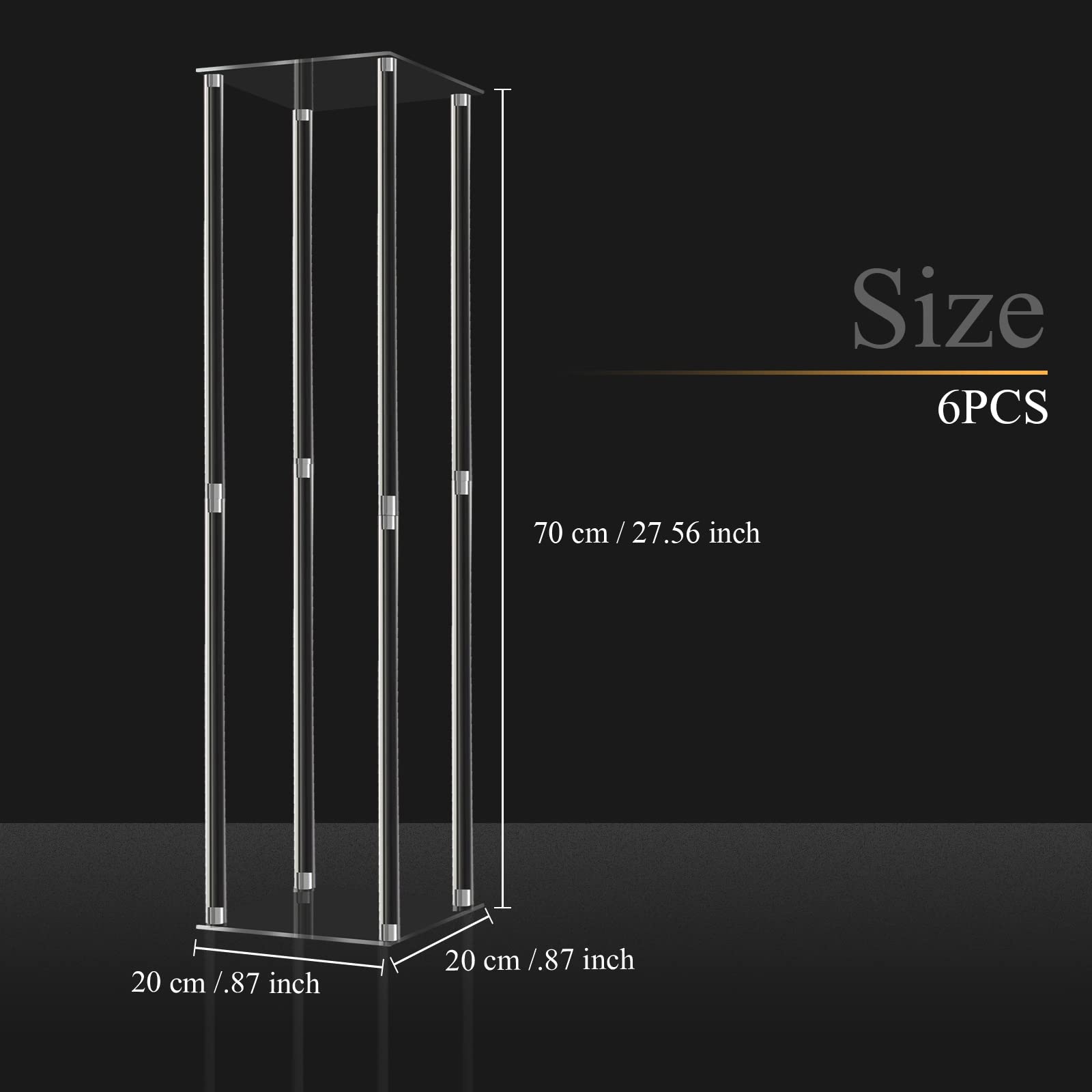 Geetery 6 Pieces 28 Inch Tall Acrylic Vase Wedding Centerpieces Clear Flower Stand Column Geometric Floral Vase Elegant Display Holder for Birthday Party Wedding Table Decorations