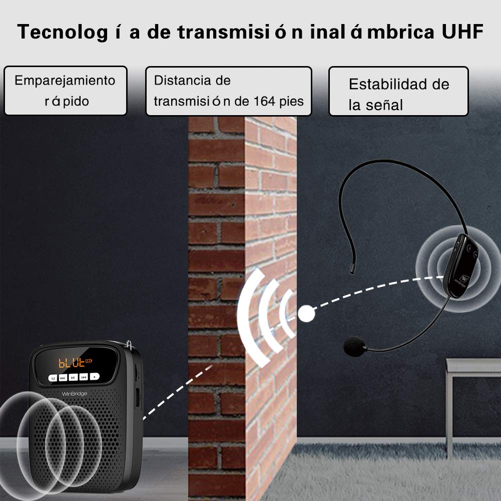 15W Amplificatore vocale Bluetooth senza fili con 2 microfoni altoparlante amplificatore portatile wireless multifunzionale da 2500 mAh ricaricabile da per insegnanti, aule, esterni, interni ecc.