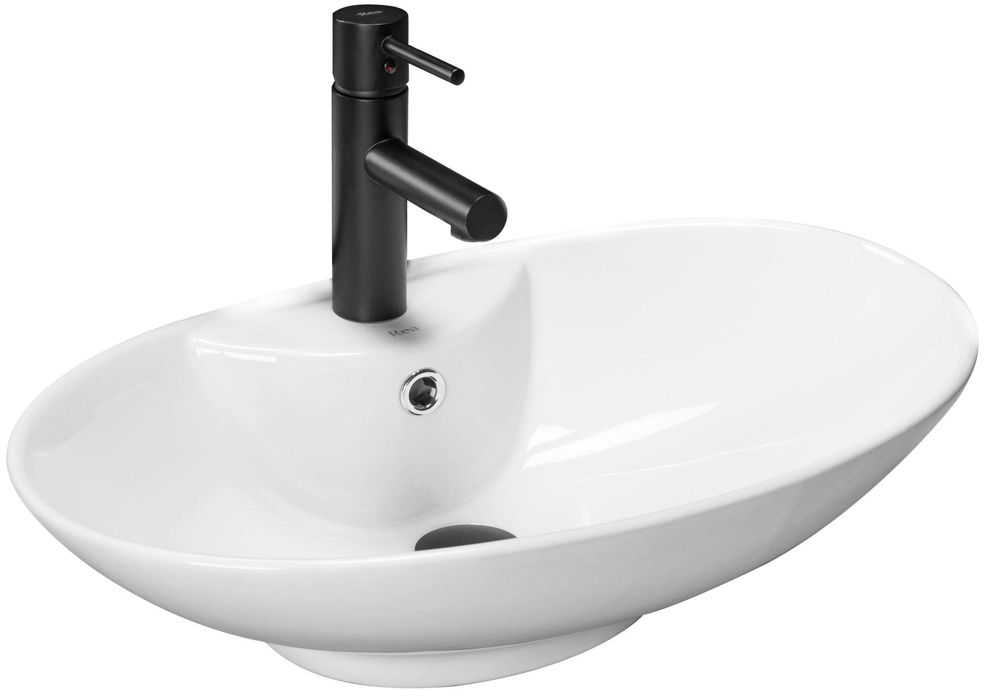 VBChome Waschbecken 59 x 39 cm Keramik Oval Waschtisch Handwaschbecken AUFSATZWASCHBECKEN WASCHSCHALE GÄSTE WC (RS2a)