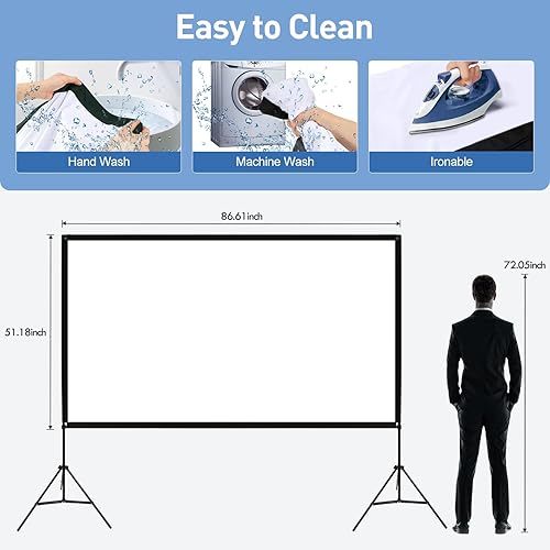 Miniatura 4 de VISULAPEX Projector Screen with Stand,100 inch Portable Projection Screen, 169 Rear Front Projections Movies Screen with Carry Bag, for Indoor