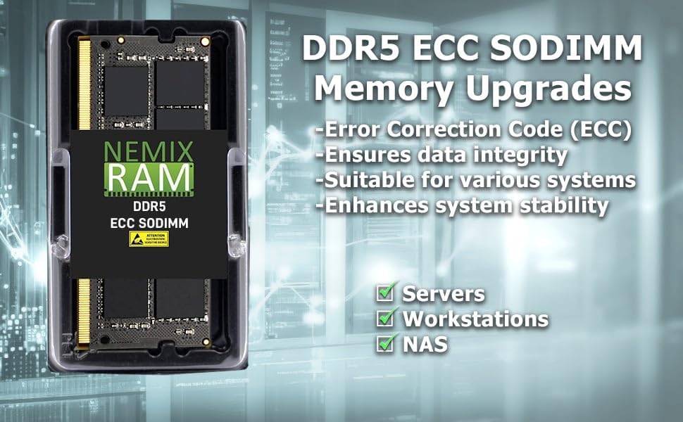 Miniatura 4 de NEMIX RAM 32 GB (1 x 32 GB) DDR5 5600 MHZ PC5-44800 2Rx8 1.1V CL46 288-PIN ECC SODIMM Memoria de PC sin búfer compatible con Dell SNPR0T9CC32G