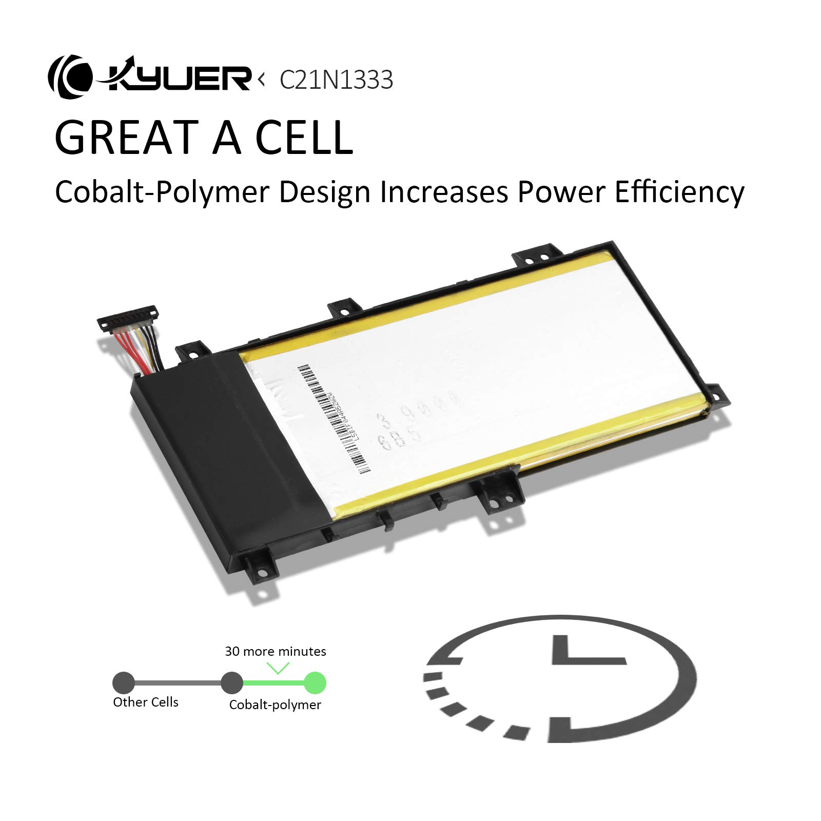 K KYUER 38Wh C21N1333 Laptop Batería para ASUS Transformer Book Flip TP550L TP550LA TP550LAB TP550LD TP550LJ R554L R554LA X454 TP550LA-UH51T CJ004H CJ040H CJ090H TP550LD-CJ078H CJ060H CJ084H C21NI333