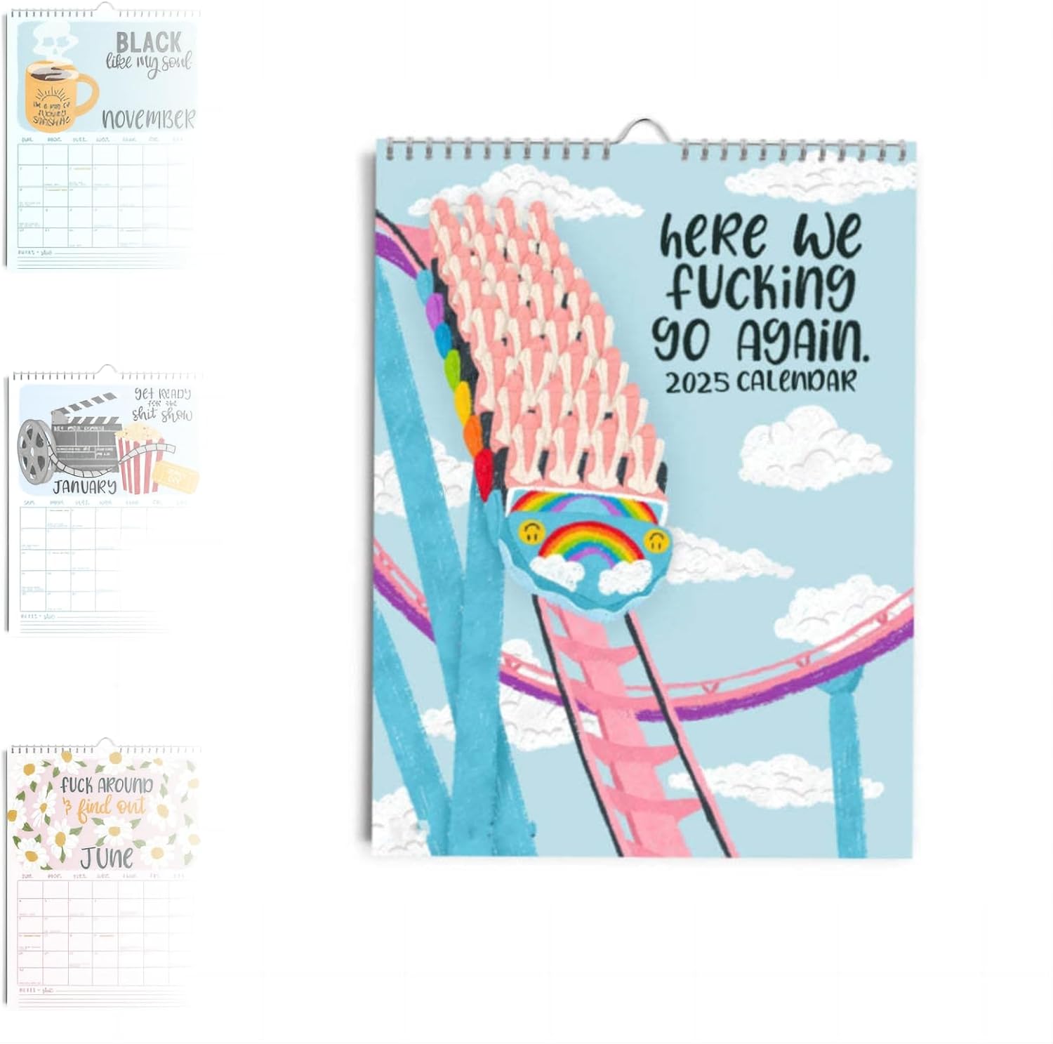 Here We Fucking Go Again 2025 Calendar, 2025 Wall Calendar, Get Ready for A Year of Funny Gag Gifts Decor for Home, Office or Classroom Wall Calendar