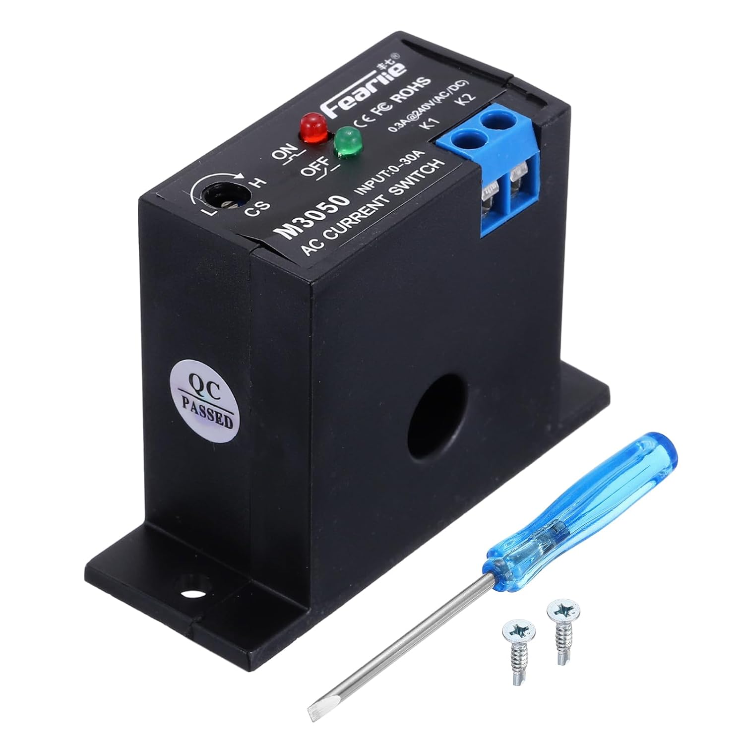 MECCANIXITY 2pcs Miniature Current Switch 0-30A Normally Open AC Current Sensing Switch Sensor Monitoring Relay, M3050