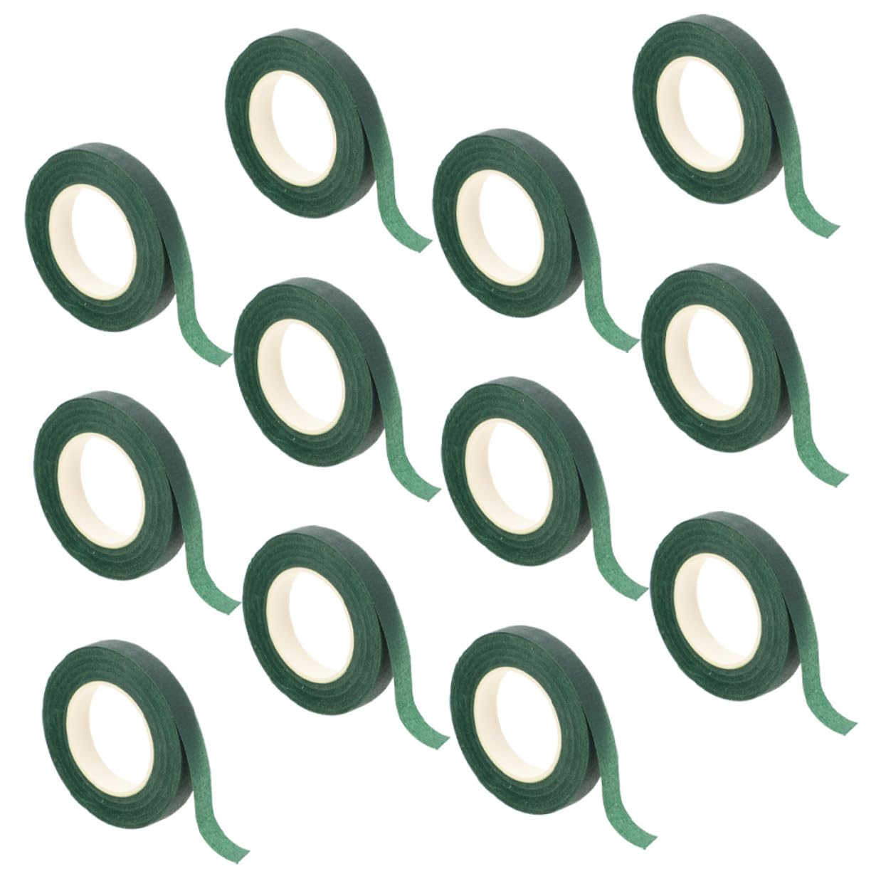 12 Rolls Deep Green Floral Tape Non-Sticky Bouquet Wrap Tape for Fresh and Artificial Flowers Stem Wrapping DIY Floral Arranging Craft