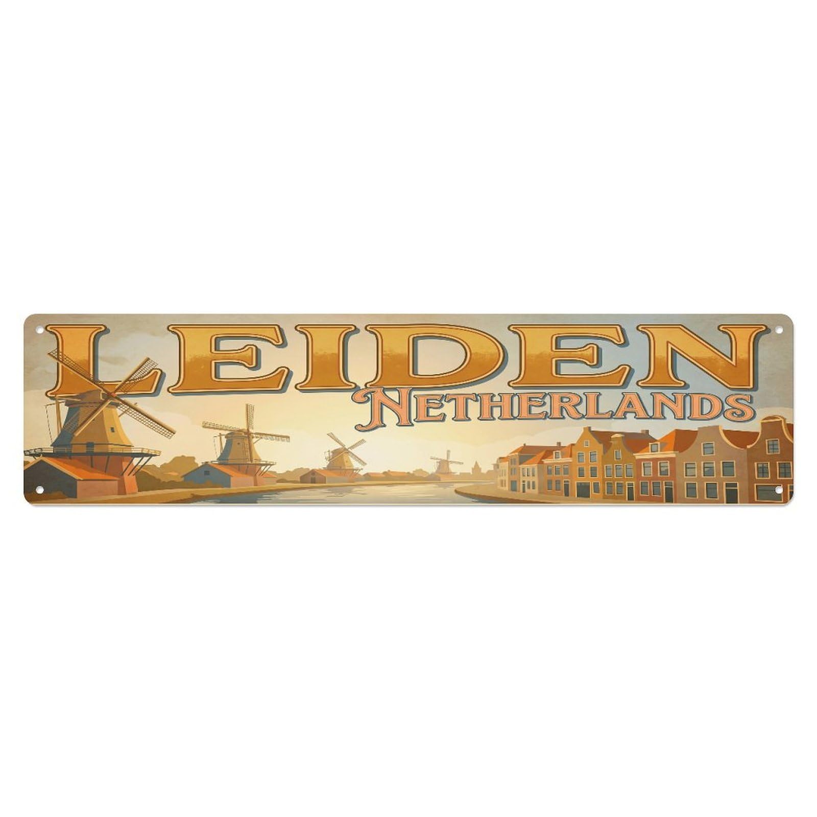 Tgrcjimh Style Metal Tin Sign Retro Travel Netherlands Leiden