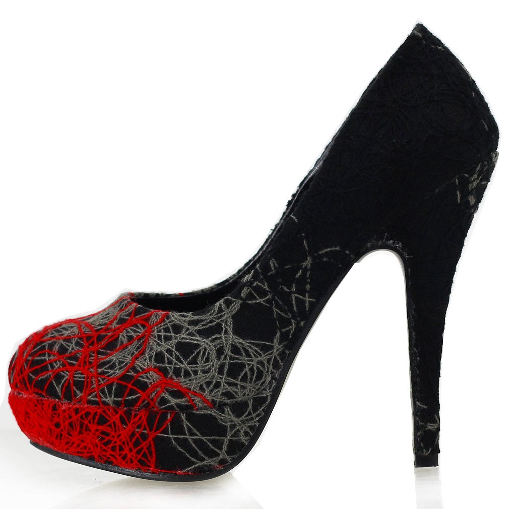 SHOW STORY Womens Abstract Lines Print Stiletto Platform High Heel Pumps,LF30435