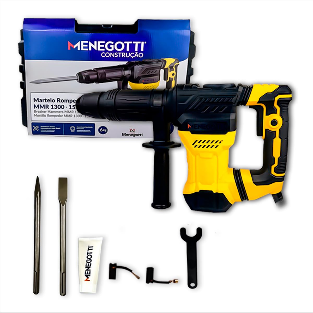 Martelo Rompedor Menegotti MMR1300 127v 15J 6KG Motor Monofasico