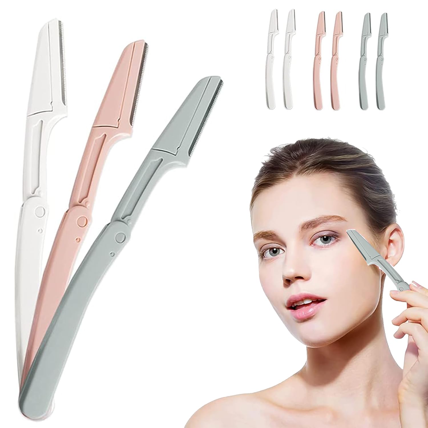 Dermaplane razor, 6 Pcs Touch-Up Dermaplaning Tool with Precision Cover, Face Razors for Women, Eyebrow Razor, Facial Razor, Womens Face Razor Peach Fuzz Remover