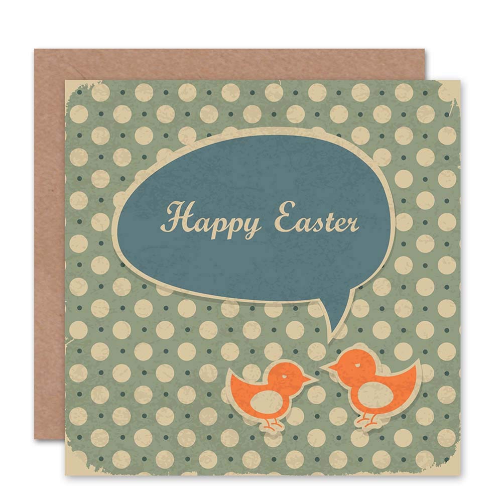 Wee Blue Coo Blue Wee Coo Easter Chicks Spring Season Holiday Blank Greetings Card Art