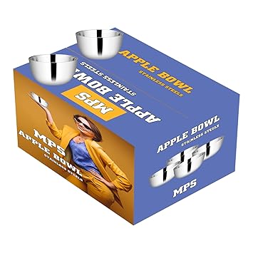 Maa Padmawati Steels - Stainless Steel Dessert Bowl Set | Katori Steel Set | Serving Dessert Vegetable Soup Bowls Kitchen & Dining (12 Pieces, 8.3cm )