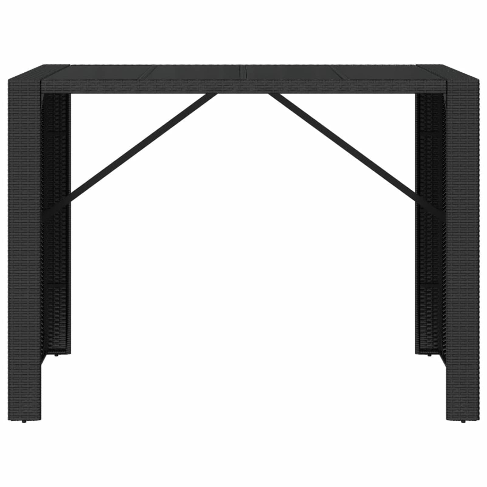 GuyAna Tavolo Bar con Piano in Vetro Nero 145x80x110 cm Polyrattan,Mobili,Mobili da Giardino,Tavoli da Giardino(SPU:362597)