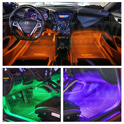 Ledglow 6Pc Flexible Million Color Multi-Color Led Interior Footwell Underdash Neon Lighting Kit For Cars & Trucks - 15 Solid Colors - 10 Unique Patterns - Music Mode - Includes Control Box & Remote #TOP3