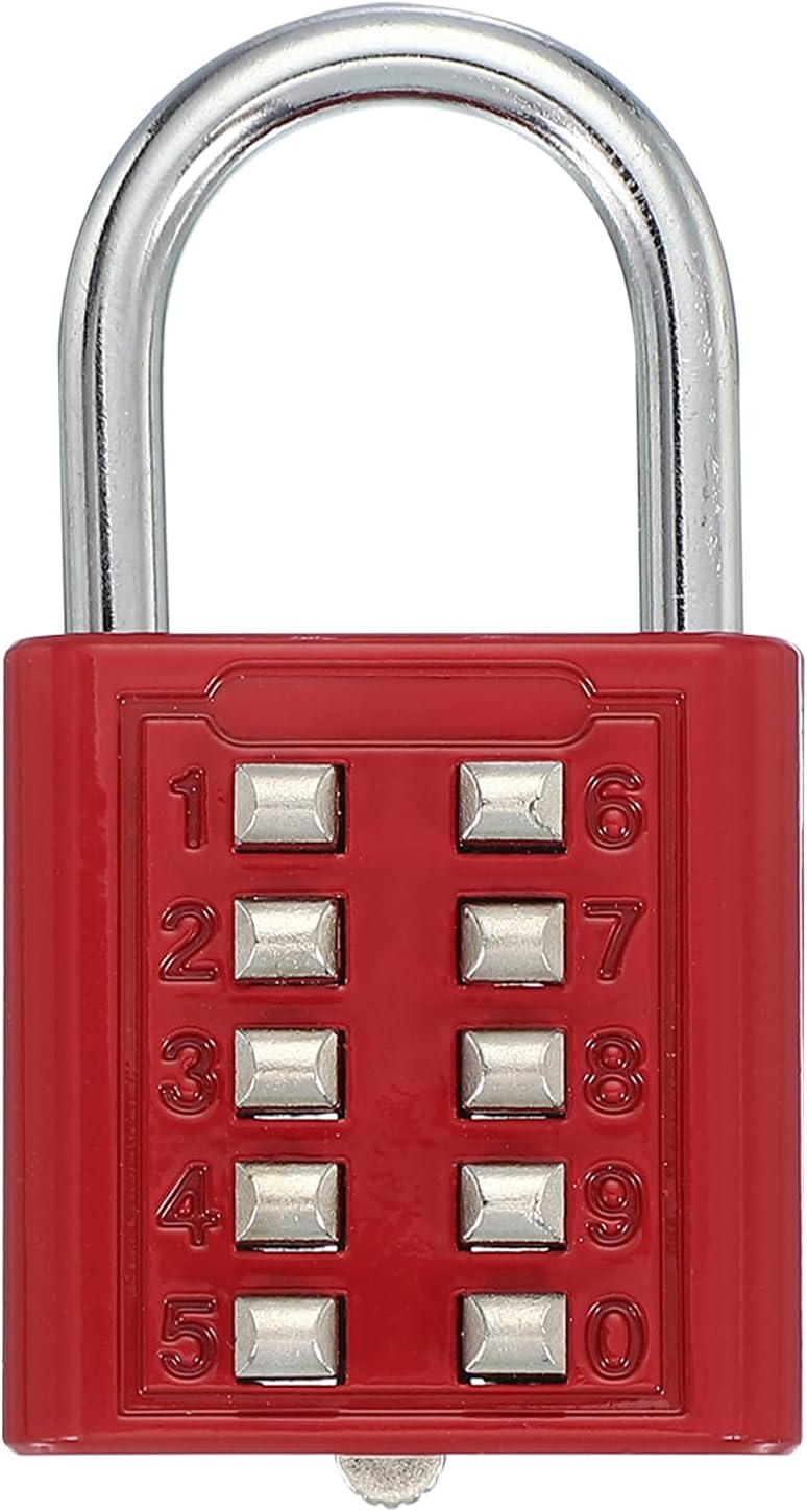 MECCANIXITY Combination Padlock, 10-Digit Push Button Padlock 5-Position Locking Mechanism Security Combination Lock for Locker Gym Sports Locker Cabinet Toolbox (Black, Pack of 1)