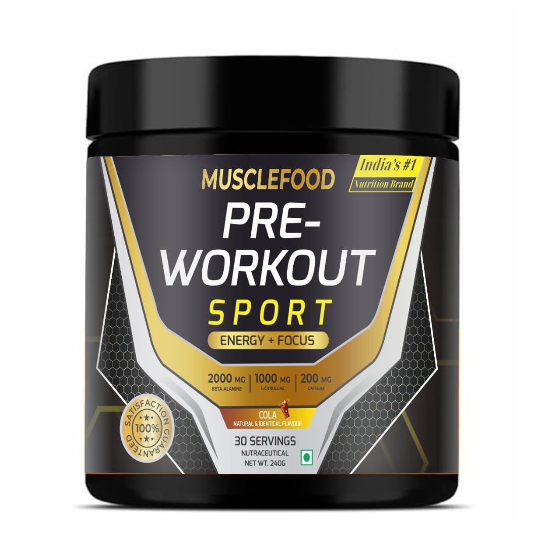 Musclefood Sport Pre Workout (Pack of 240g powder, 30 Servings) 2000mg Beta Alanine, 1000mg L-Citrulline, 200mg Caffeine, 1000mg Creatine | Pre Workout for Men & Women (Cola) (B0D3VBM46T) Amazon Price History, Amazon Price Tracker