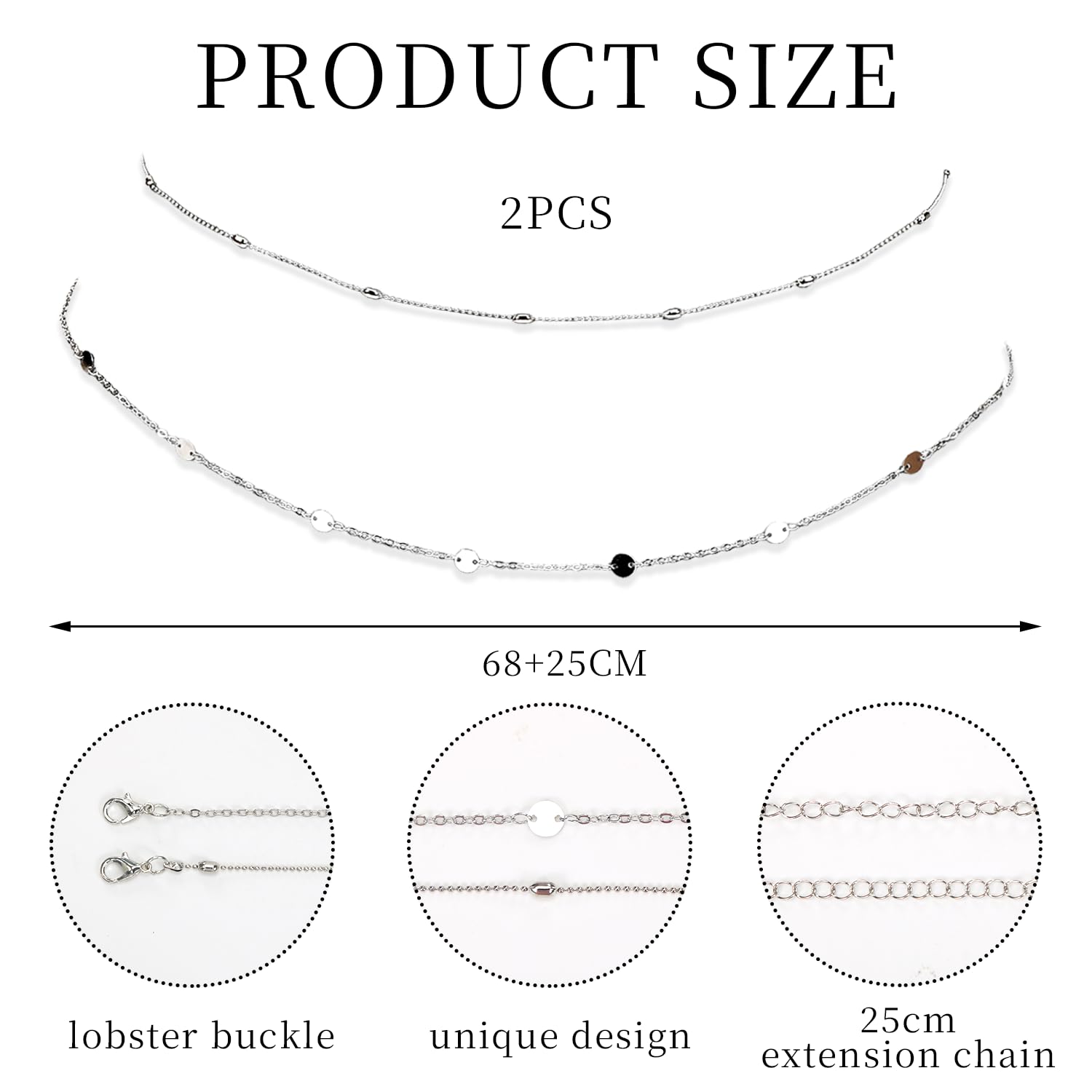 2PCS Cadena Cintura, Impermeable Belly Chain, Ajustable Body Chain Mujer, Joya para el Cuerpo