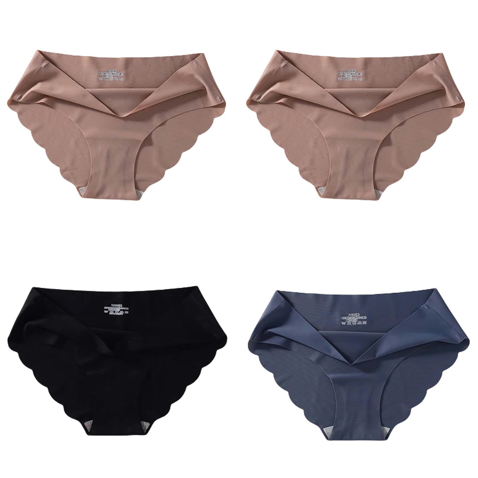 Mutande Donna Cotone 4 Pezzi di Seta Senza Soluzione di continuità Mutandine Sexy per Donne A Medio Vita Comode di Seta Mutandine Femminile-Set 22-m