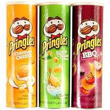 Pringles Potato Chips Variety Bundle 1 Cheddar Cheese 5.96oz, 1 Sour Cream and Onion 5.96oz, 1 BBQ Potato Chips 5.96oz 3 Pack Total