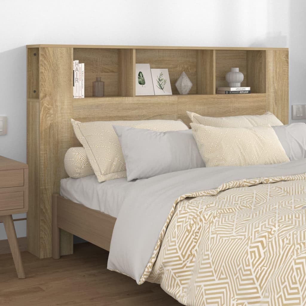 Willood Mueble Cabecero Armario de Cama con Almacenaje Pared Dormitorio Estantería Habitación Libros Decoraciones Color Roble Sonoma 160x18,5x104,5 cm