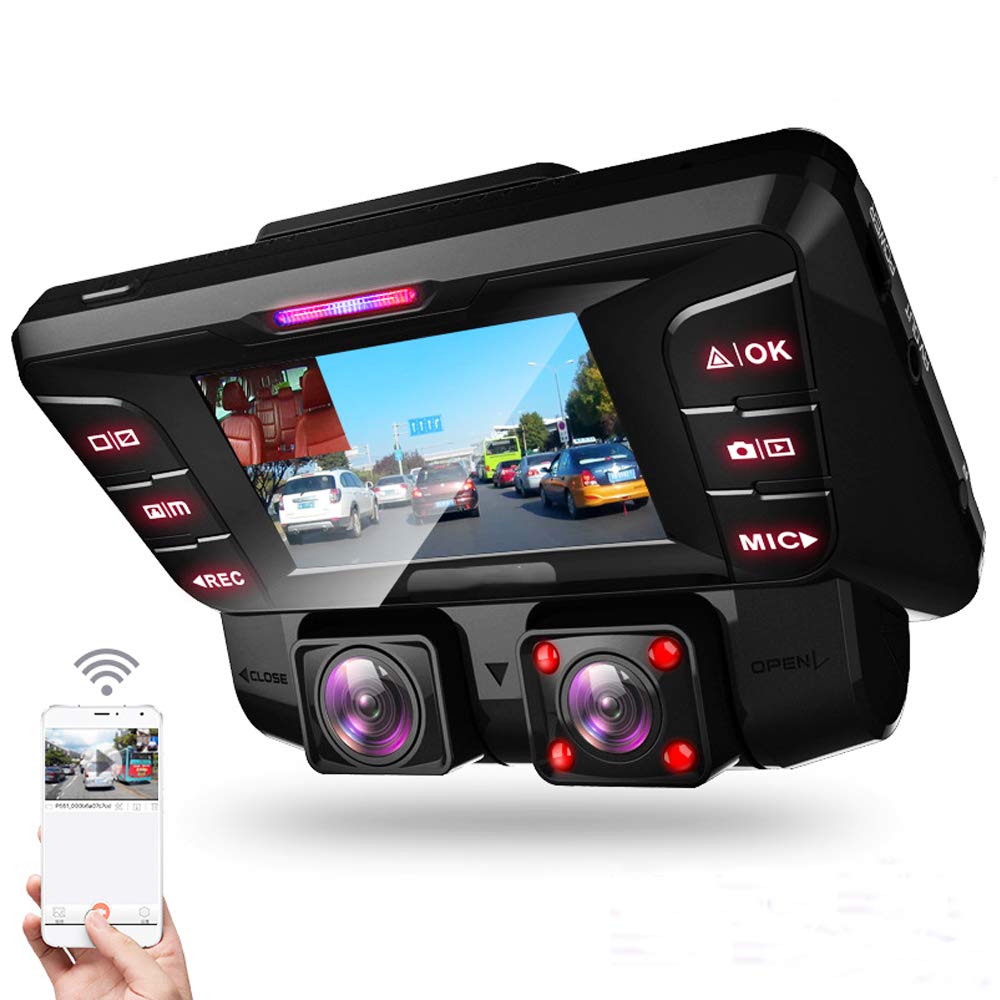 Car Camera - Dash Cam Front and Rear WiFi 2 7-inch High-Definition Night Vision 2880 2160P 24- Parking