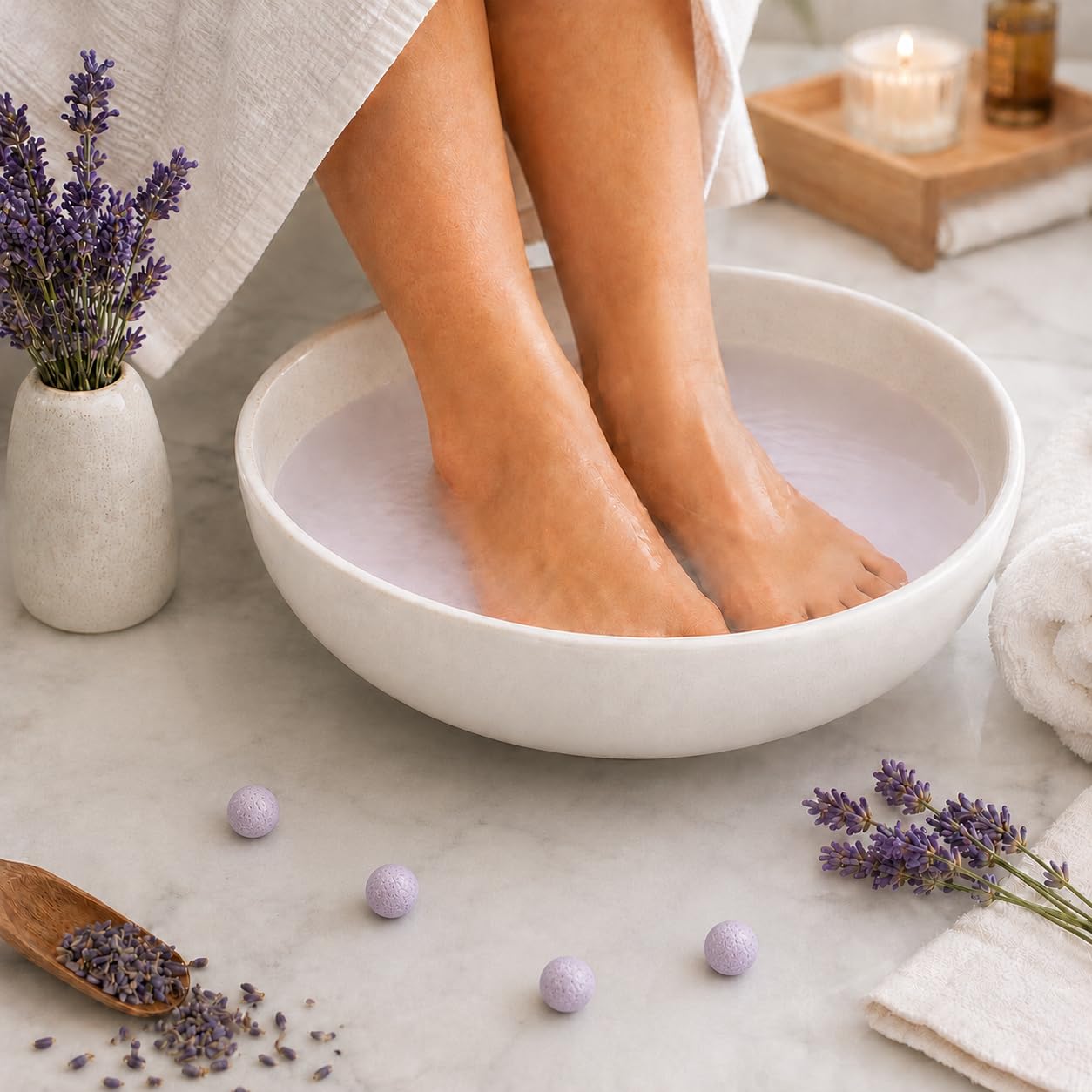 PIEDS'RELAX LAVENDA Baño de Pies 20 Bolas Efervescentes Aceites Esenciales Refrescantes Desodorantes Francia