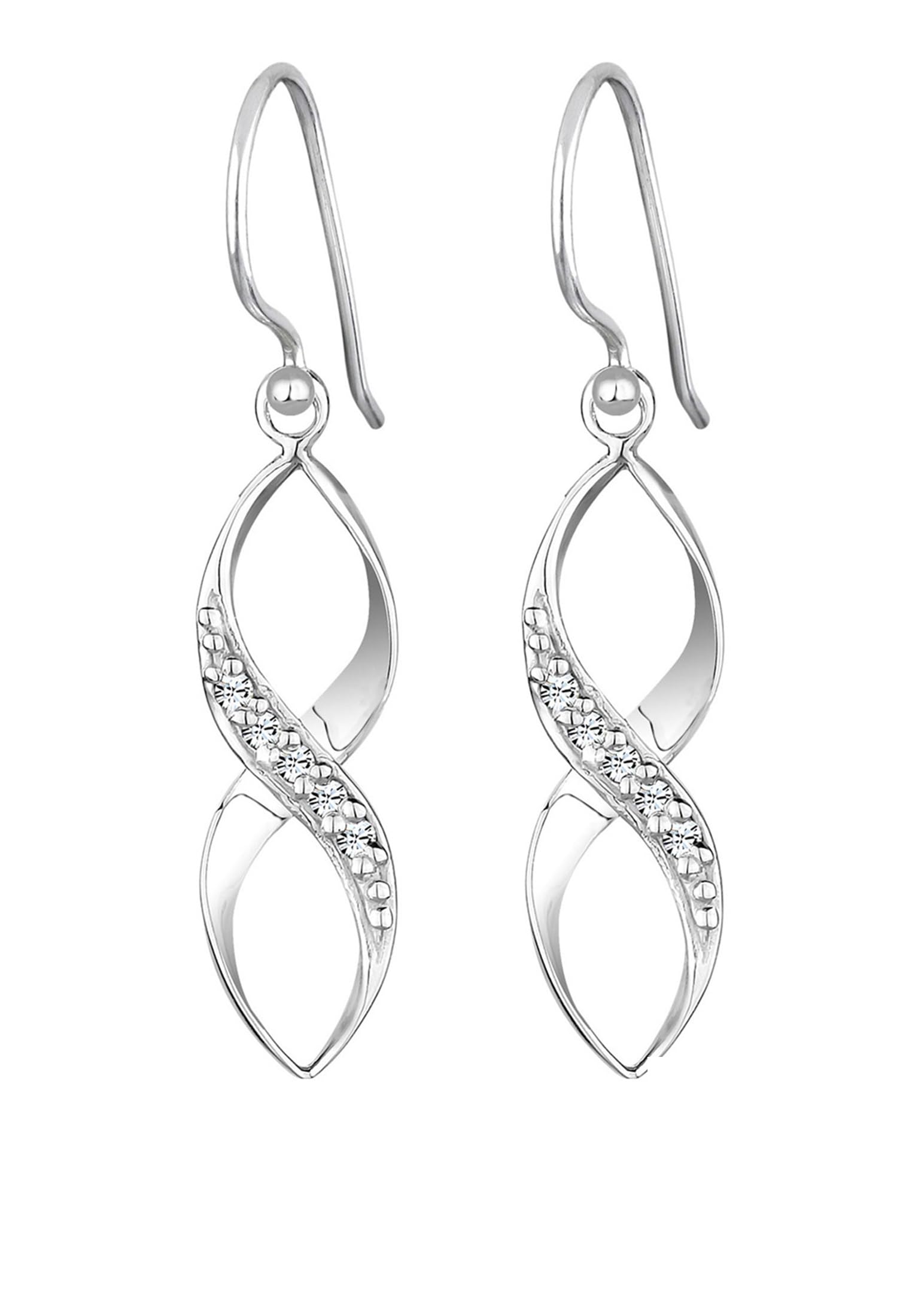 Elli Orecchini Donna Motivo Spirale in Filigrana con Cristalli in Argento Sterling 925