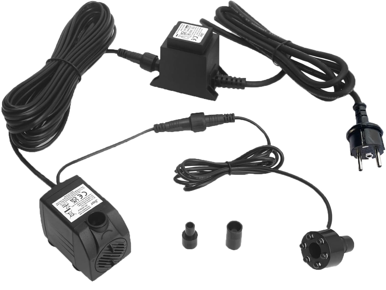 Pompe à Eau Submersible, Pompe à Fontaine 12V AC 800L/H avec Câble 10m et Lumineuse LED pour Aquarium, Bassin, Brunnen, étang, Fontaine, Jardin