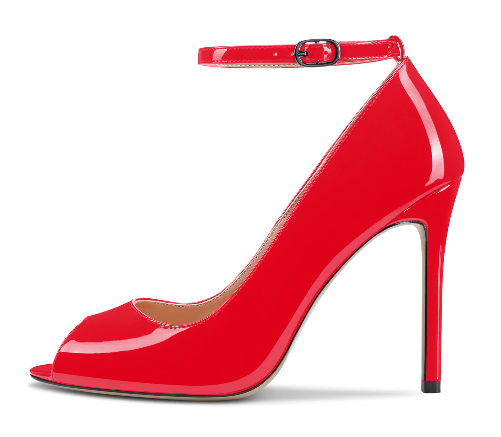 Aachcol Femmes Lanières Cheville Escarpins Aiguille Haut High Talon Heel Ouvert Rond Bout 10 CM