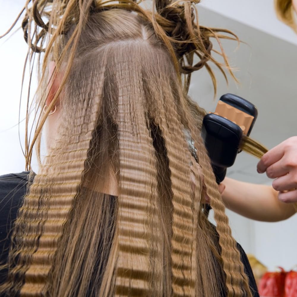 Piastra onde per capelli, ceramica piastra frisè per capelli con 4 temperatura regolabili, Strumento per lo styling dei ricci voluminosi, Piastra per onde per tutti i tipi di capelli