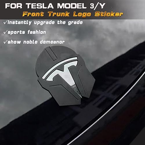Miniatura 2 de YHCDSEA Adhesivo para Tesla Model 3 Y con logotipo frontal, emblema de metal T para accesorios Tesla Model 3Y (gris)
