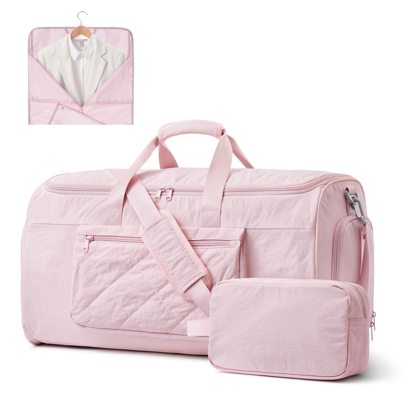 S-ZONE Garment Duffle Bags for Travel Carry on Convertible 2 in 1 Suit Bags Hanging Suitcase with Toiletry Bag 50L