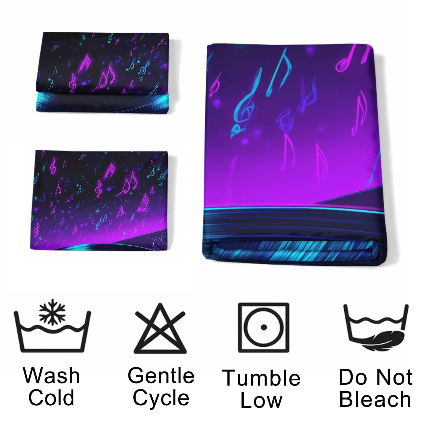 Generisch Bettwäsche-Set - Vinyl Schallplatte Musiknote Bettbezug & Kopfkissenbezug, Musik Futuristisch Techno weiches Mikrofaser-Bettbezug-Set für Jungen und Mädchen, 220 x 240 cm