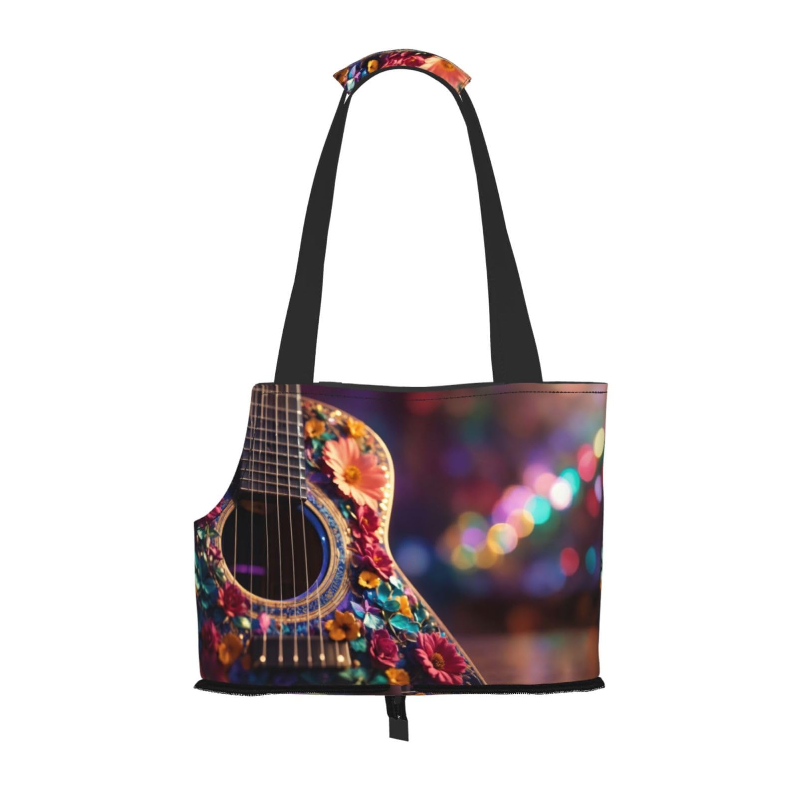 Sac de transport pour lapin et chat anti-stress motif guitare fleurs