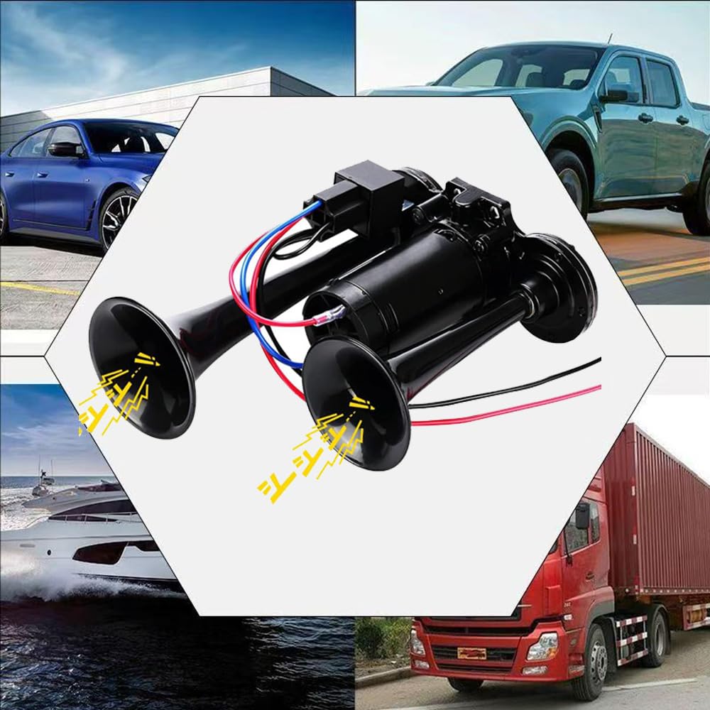 LWK klakson, 12 V, 600 dB, klakson, klakson, klakson powietrzny z kompresorem, 600 dB, super głośny klakson, podwójny klakson, klakson, klakson, klakson, do pojazdów 12 V, samochodów osobowych