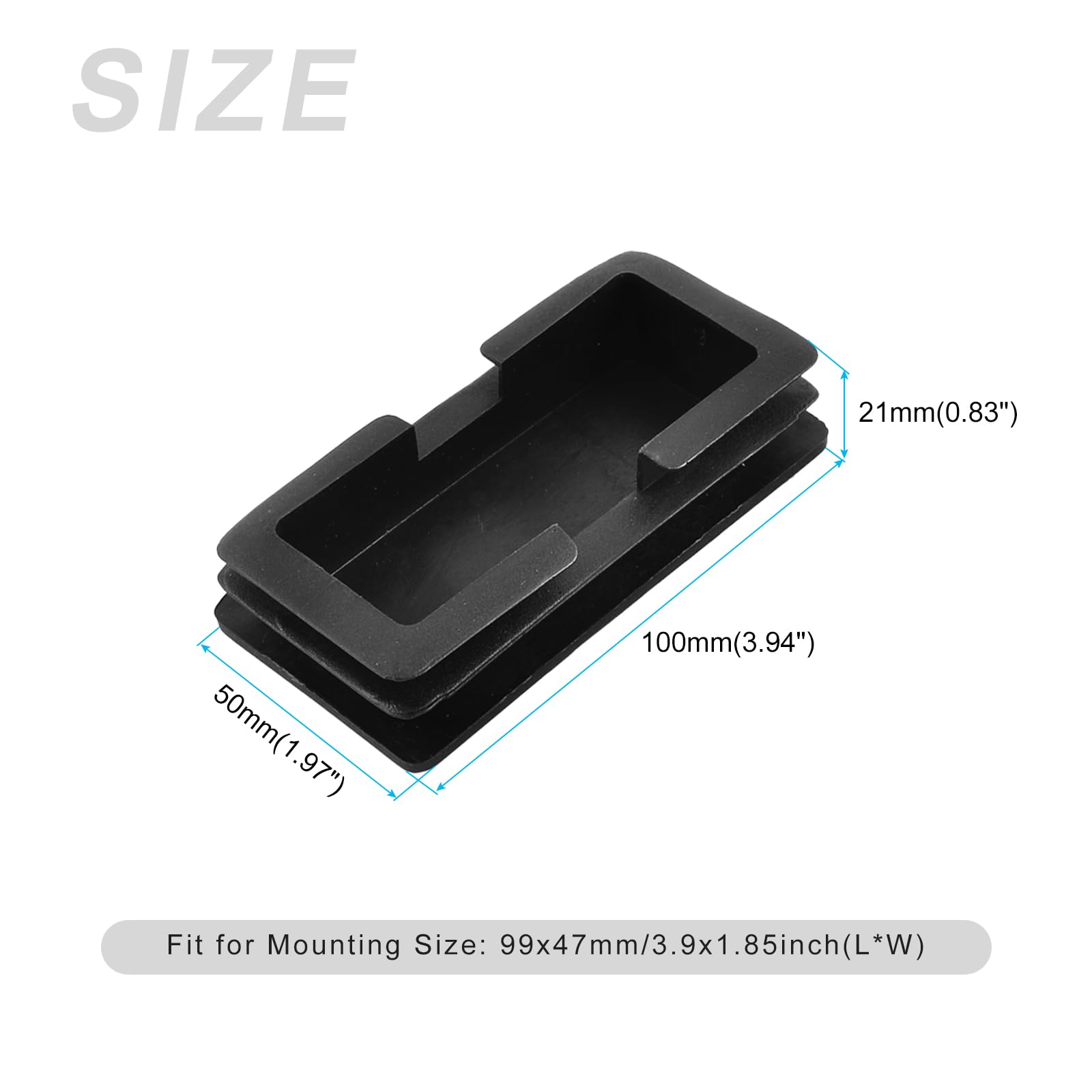 METALLIXITY Rectangle End Caps (100 x 50mm) 8Pcs, Plastic Rectangle Tube Inserts Threaded End Blanking Caps Protector - Image 2