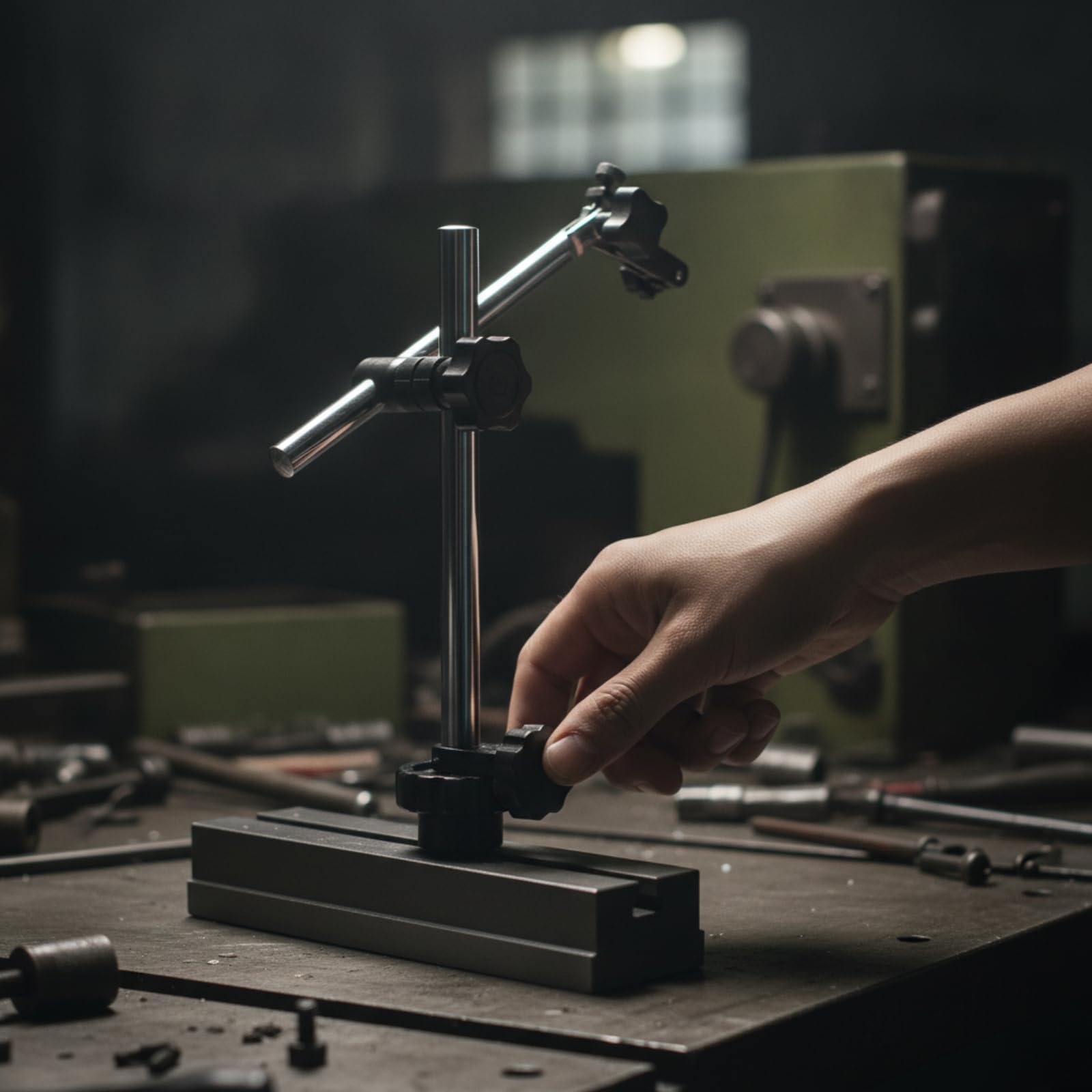 MERIGLARE Stabil Messstativ mit Magnetfuss | Mechanisch, Messuhrstativ, Verstellbar, Messuhrständer, für Messplatz, Techniker