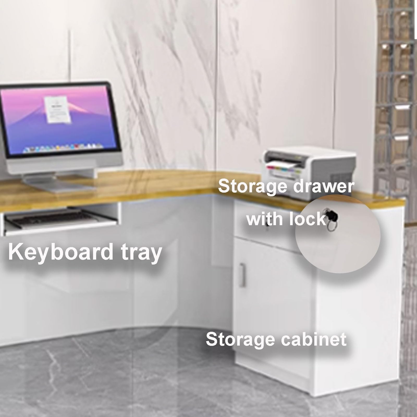 Generico Bancone Reception Moderno - Supporto per Hall e ristoranti, Bianco e Rosso, 120 cm - Soluzione Reception Elettronica per Ufficio e Area d'attesa, SK Design