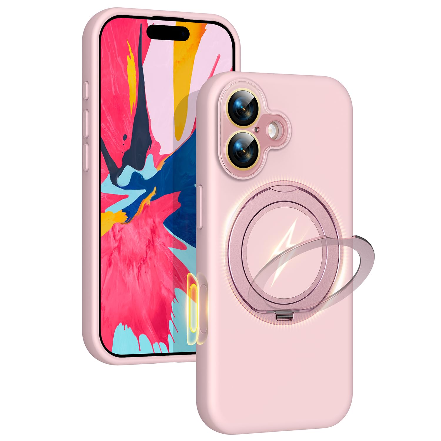 Silicone Case for iPhone 17 with 360° Magnetic Stand Fit for MagSafe