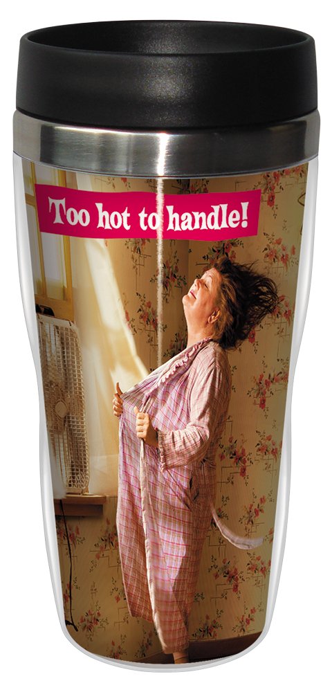 Tree-Free GreetingsSG25866 Avanti Humor Too Hot to Handle Sip 'N Go Stainless Steel Lined Travel Tumbler, 16-Ounce, Multicolored