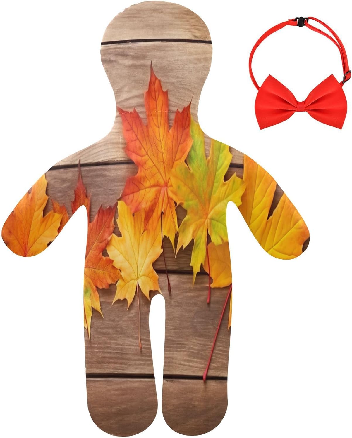 Maple Leaves on Wood Human-Shaped Pillow Soft Body Pillows Washable Velvet Pillows for Anxiety Relief Sleeping Cuddling & Support