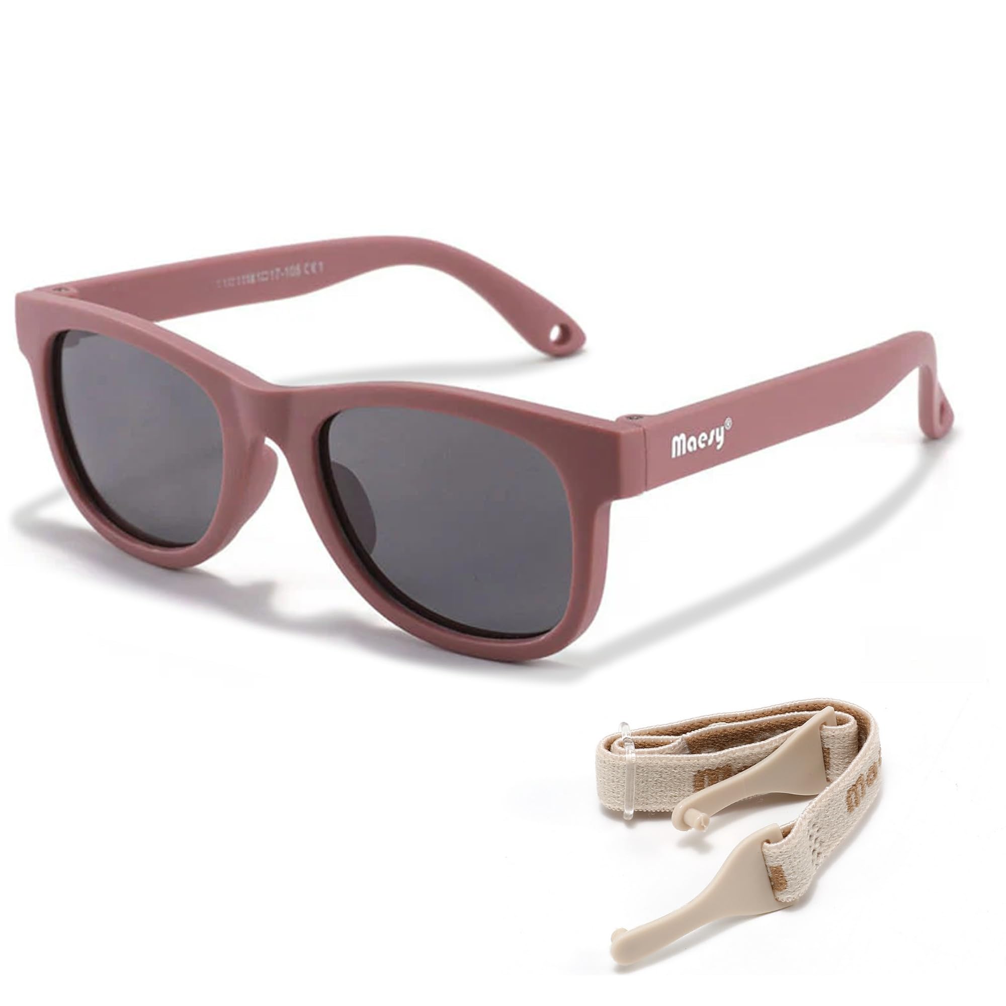 Baby Sonnenbrille für 0-2 Jahre - UV400 Polarisierter Schutz - Flexibler und Biegsamer Rahmen - Verstellbares Gummiband - Sichere und Bequeme Babysonnenbrillen - Quadratisch - Indi
