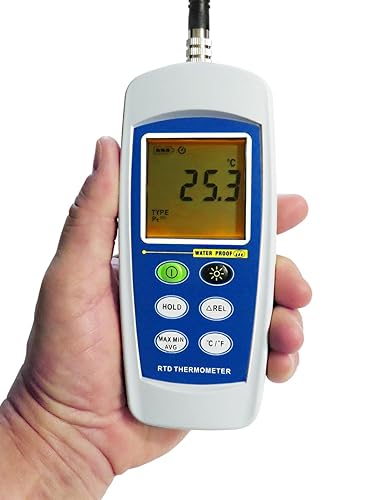 Miniatura 2 de Sper Scientific Termómetro RTD impermeable 800117C - Medidor de temperatura digital IP67 con sonda de resistencia de platino Pantalla