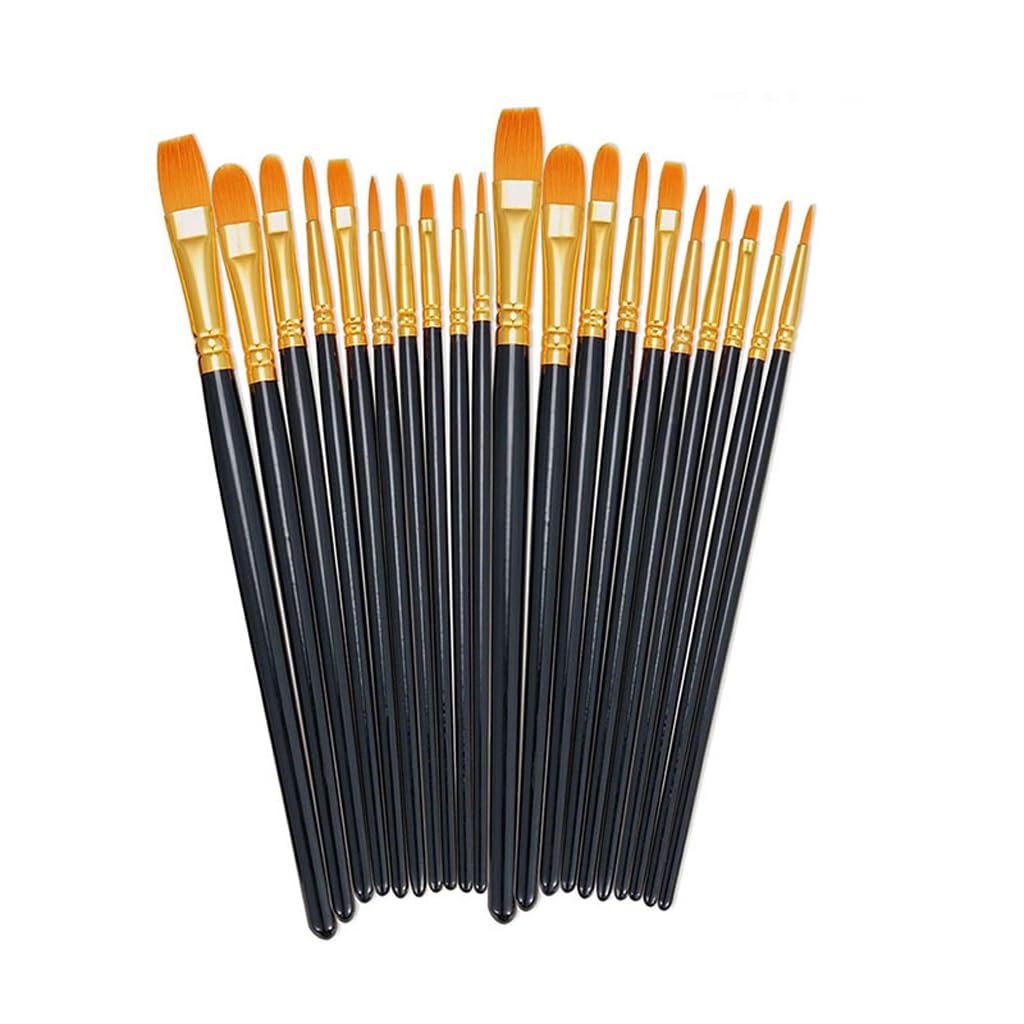 Ensemble De 20 Pinceaux en Nylon pour Peinture Acrylique, À l'huile, Aquarelle Et Détails sur Roches