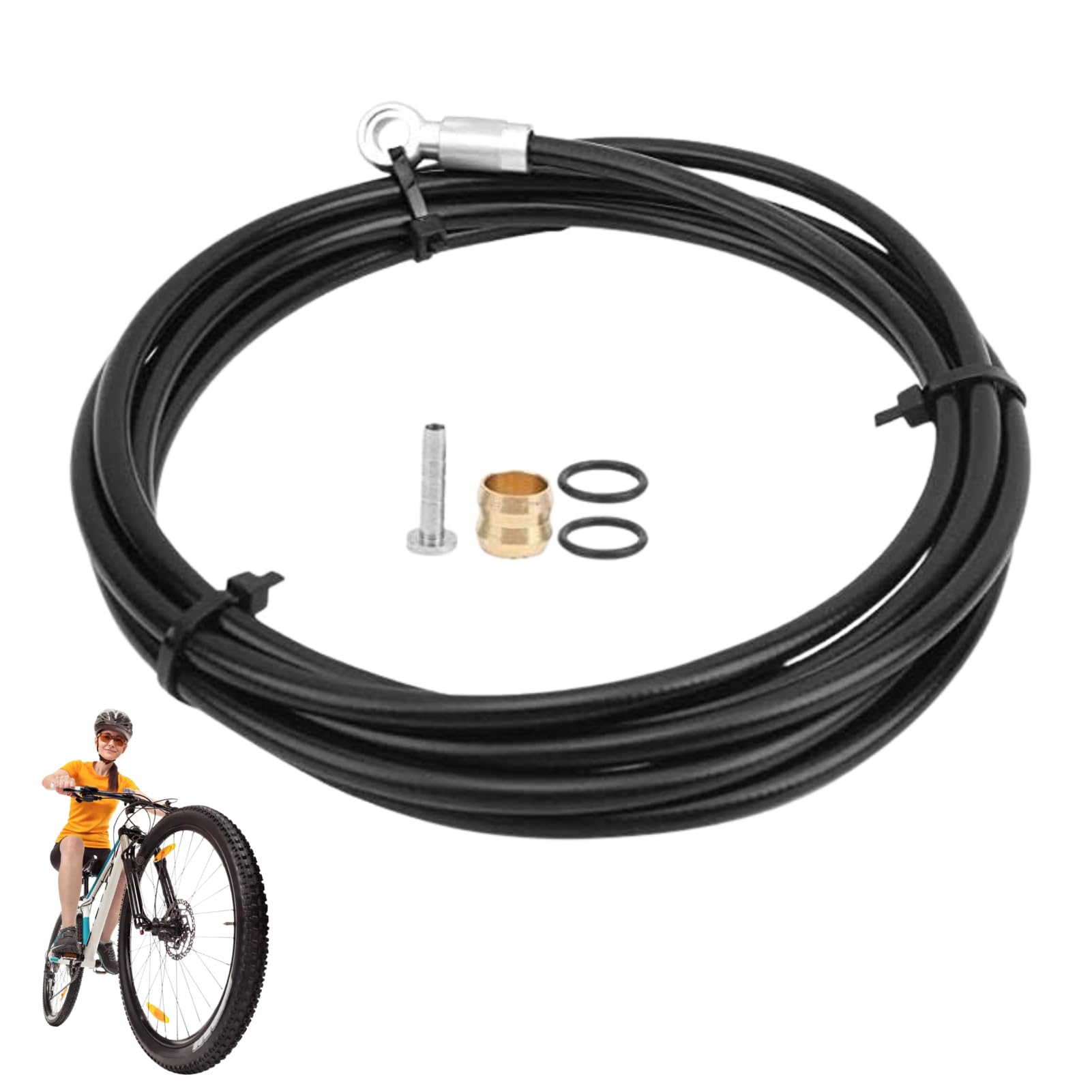 Hominas Hydraulic Disc Brake Hose Kit, 2m Silver, SLX/XT/XTR Compatible, 10000psi Bursting Coefficient, 1 x Hose + 4 x Accessories