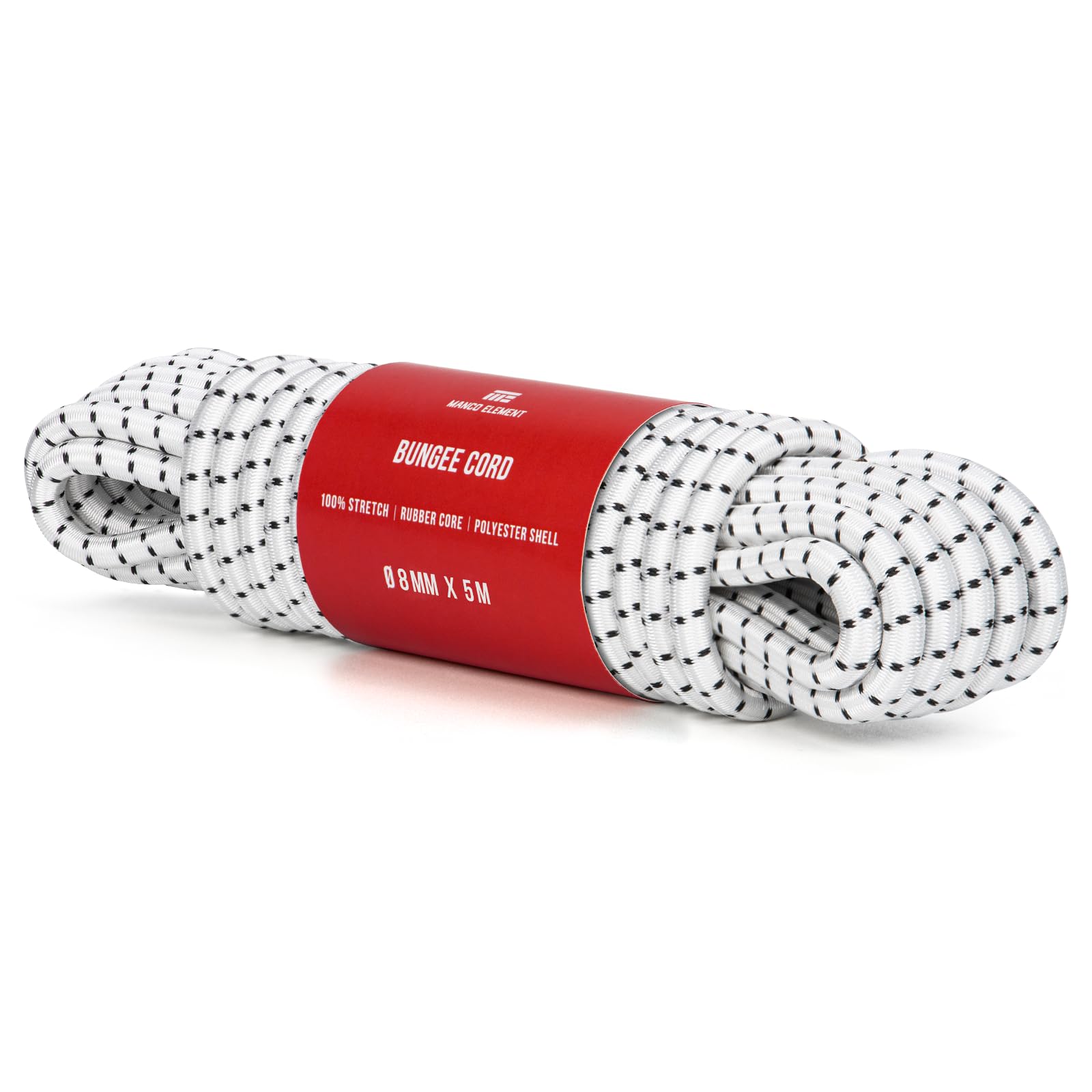 Manco Element Bungee Cord 8mm x 5m Elastic Cord Shock Cord - White/Black