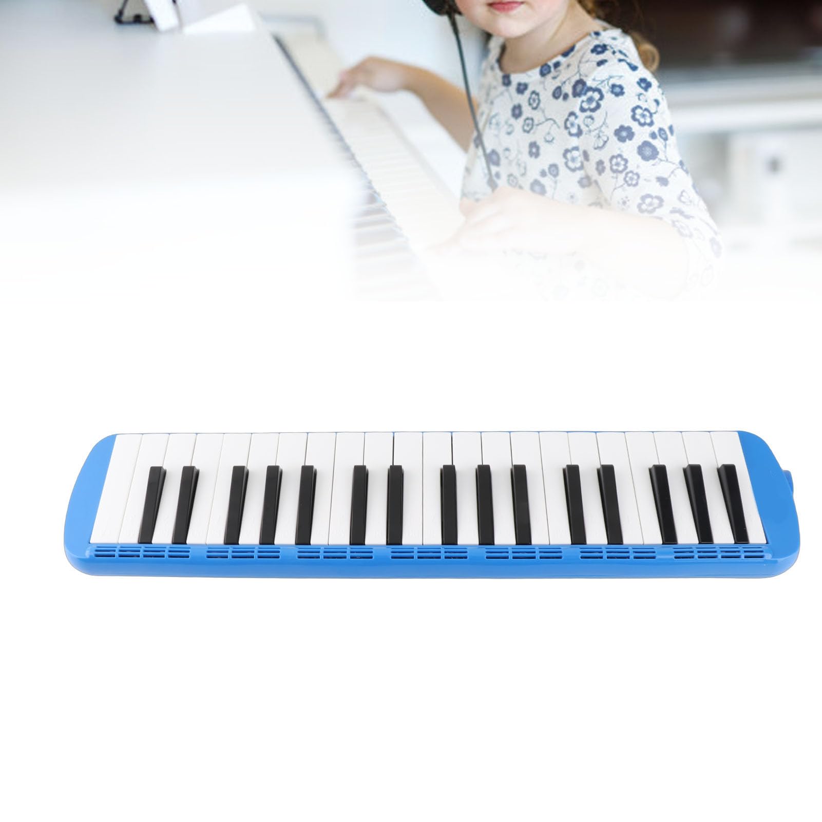 Melodica 37 Touches Clavier Melodica Instrument de Musique à Vent pour Débutant Formation Professionnelle (Bleu)