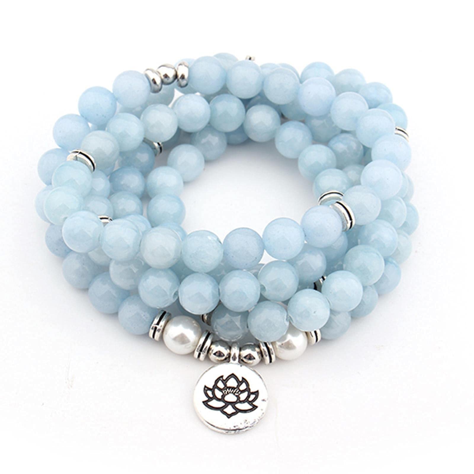WBDWWTD Damen Herren Armbänder 108 Mala Perlen Natursteine ​​Armband Halskette Natural Wrap