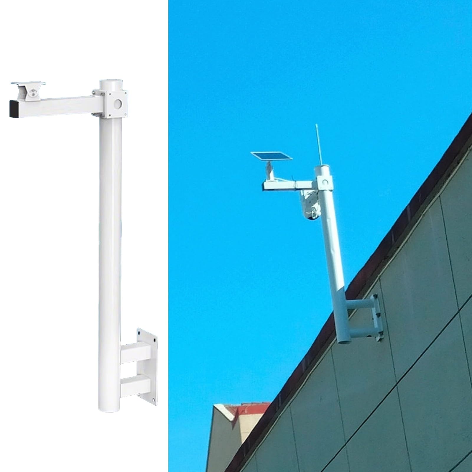 Überwachungskamera-Halterung für den Außenbereich, Anti-Rost-Wandhalterung für Solar-Überwachungskameras, kompatibel mit Universalstangeninstallation