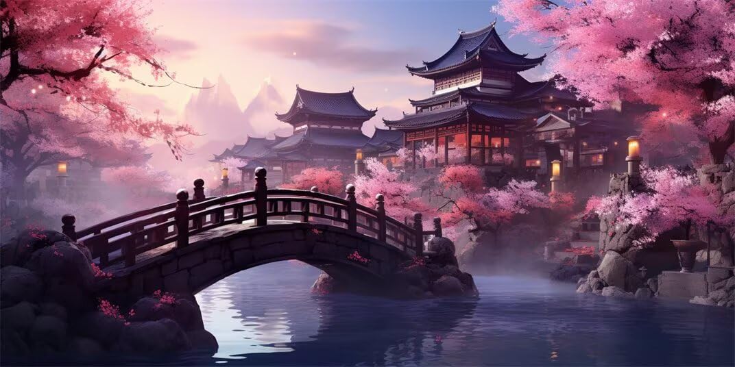 Diamond Painting Kits for Adults, 5D Diamond Art Park Bridge 60x150cm, DIY Large Japanese Dimond Art kits Adults, Full Drill Crystal Rhinestone Embroidery Canvas Gem Art for Home Wall Decor (DP364)