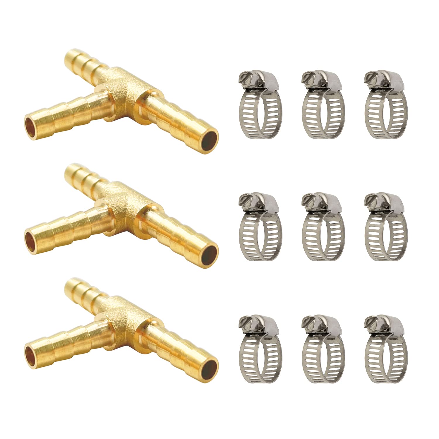 Buy LIONMAX Brass Hose Barb Tee Fittings 3 PCS, 3 Way Union Barb T